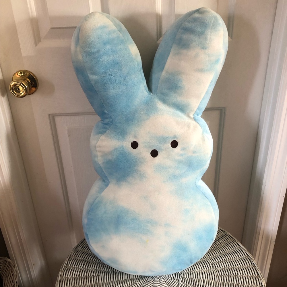 Peeps Easter Bunny Plush Blue White Tie Dye 24” Big Giant Stuffed Pillow As Is